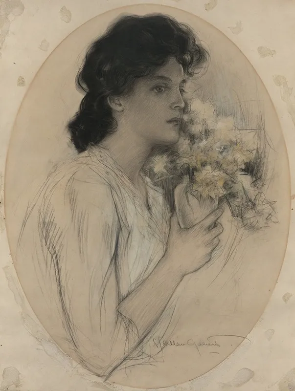 Girl With Flowers 3 Wall Art by Charles Allan Gilbert - High-Resolution Digital Print