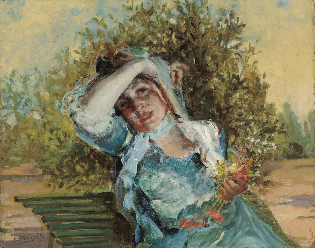 Girl With Flowers Wall Art by Emilio Sala y Francés - High-Resolution Digital Print