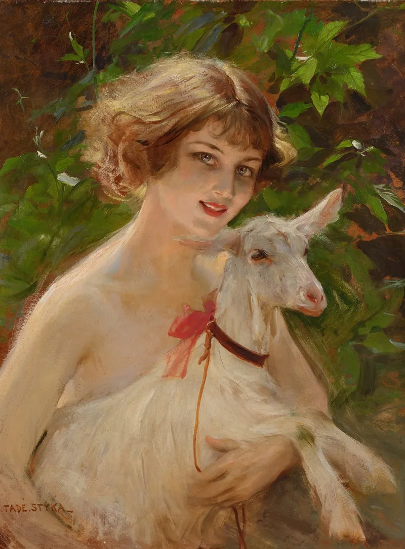 Girl With Goat 2 Wall Art by Tadeusz Styka - High-Resolution Digital Print