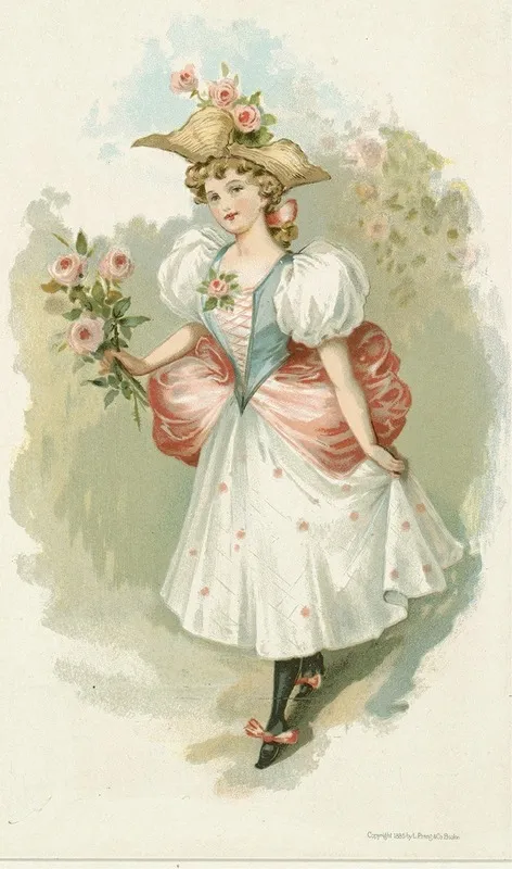 Girl With Pink Roses