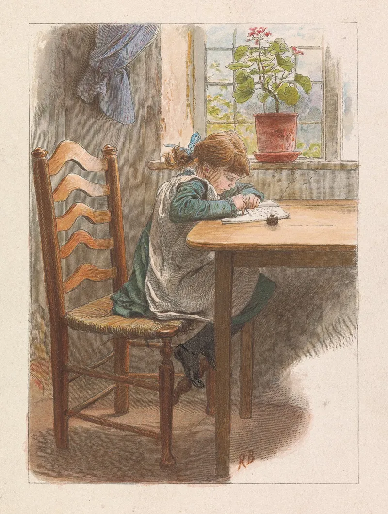 Girl Writing Wall Art by Robert Barnes - High-Resolution Digital Print