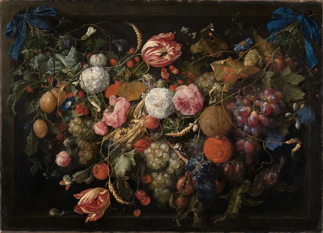 Girlande Von Blumen Und Fruchten Wall Art by Jan Davidsz de Heem - High-Resolution Digital Print