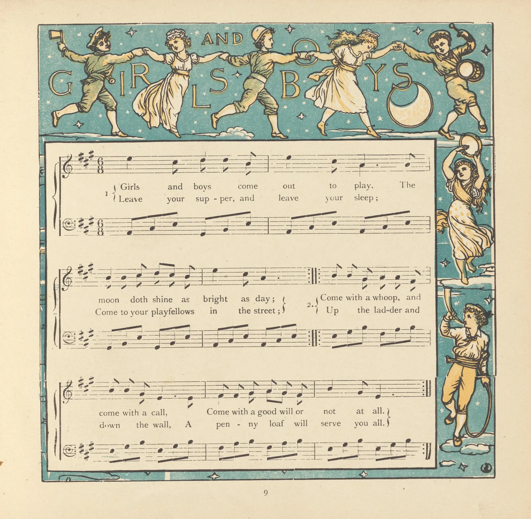 Girls And Boys Wall Art by Walter Crane - High-Resolution Digital Print