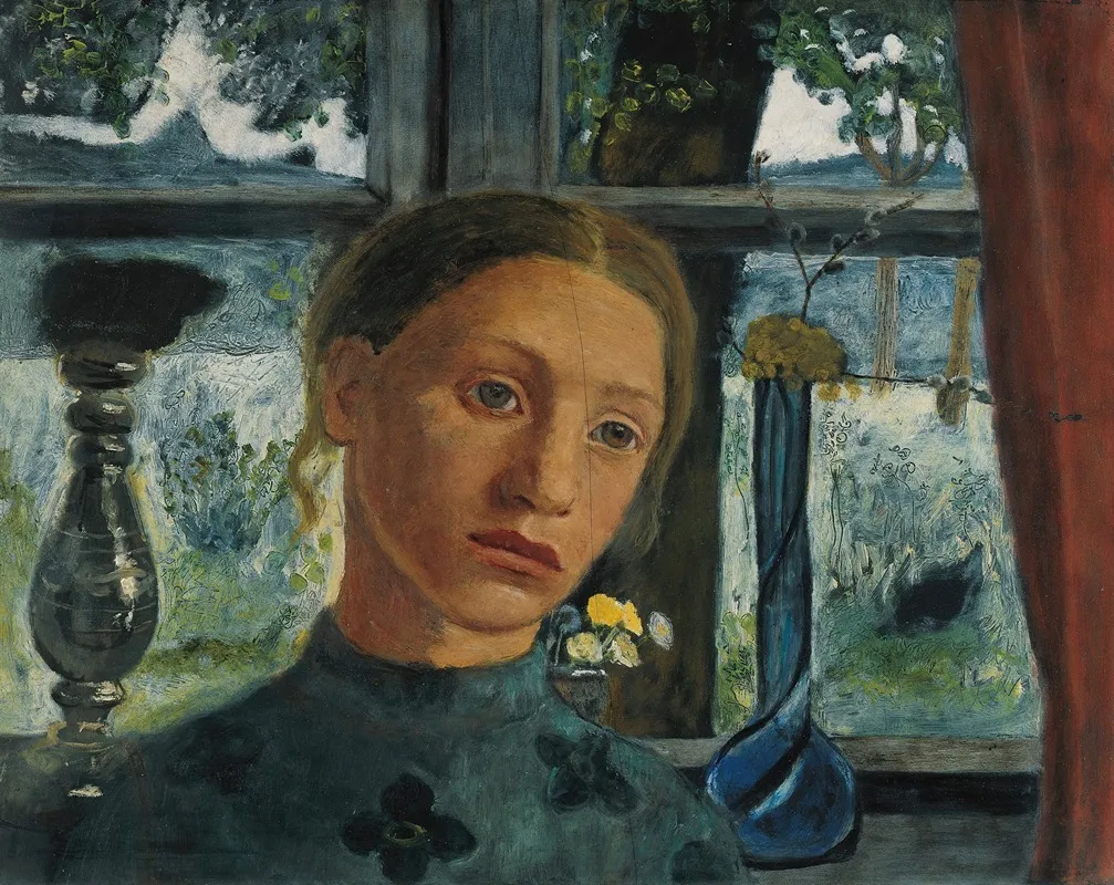 Girls Head In Front Of A Window Wall Art by Paula Modersohn-Becker - High-Resolution Digital Print