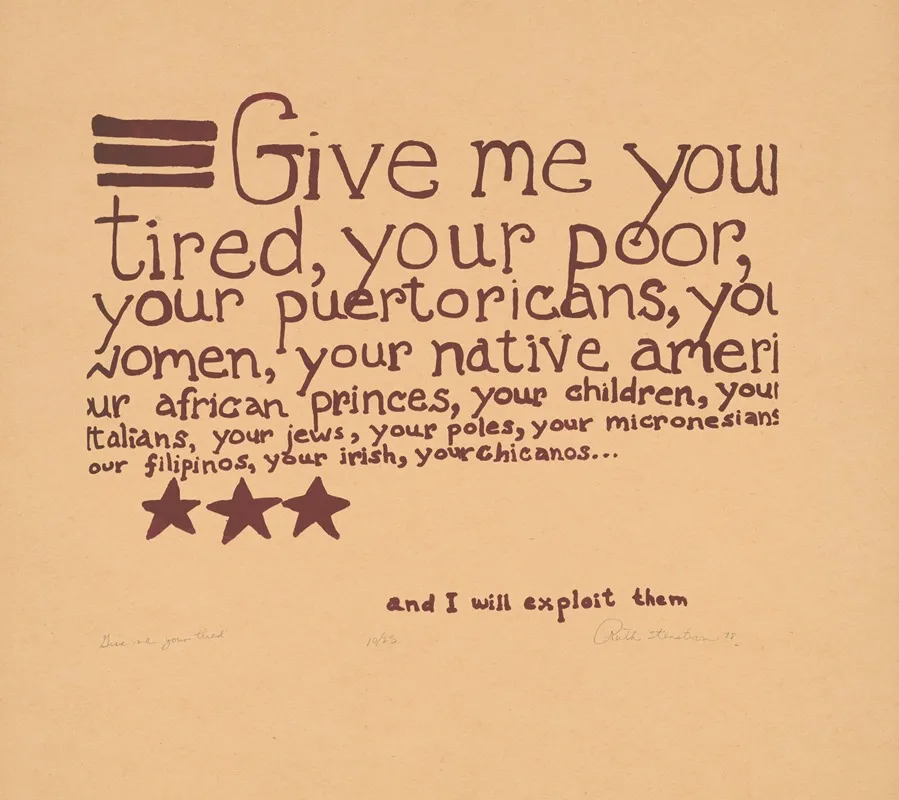 Give Me Your Tired And I Will Exploit Them Wall Art by Ruth Stenstrom - High-Resolution Digital Print