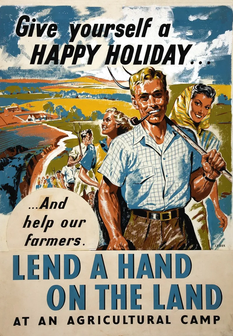 Give Yourself A Happy Holiday And Help Our Farmers Lend A Hand On The Land At An Agricultural Camp Wall Art by Mary Le Bon - High-Resolution Digital Print