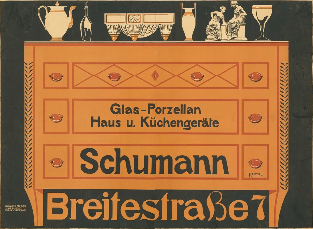 Glas Porzellan Haus U Kuchengerate Schumann Wall Art by Karl Klimsch - High-Resolution Digital Print