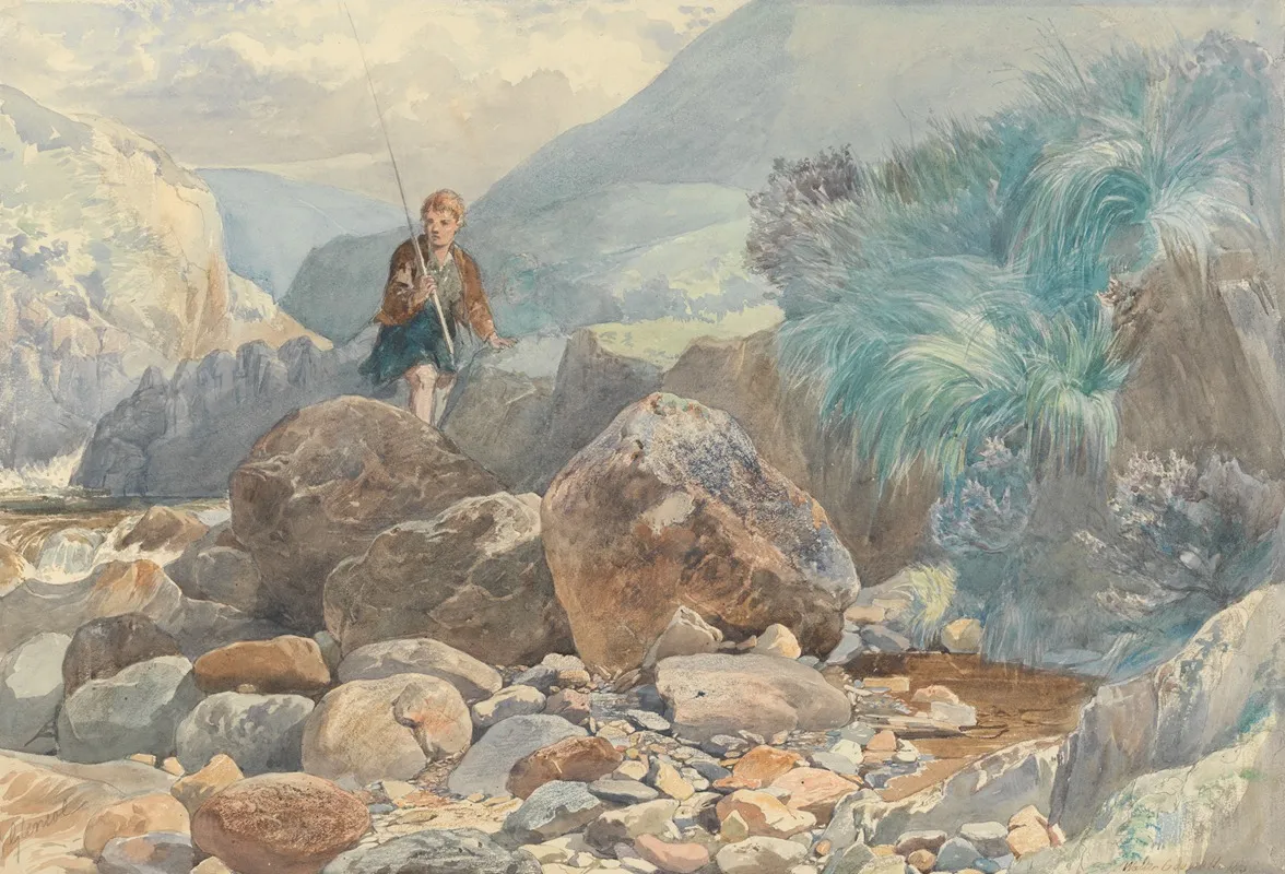 Glencoe A Shepherd Boy Crossing A Burn Wall Art by Walter Goodall - High-Resolution Digital Print
