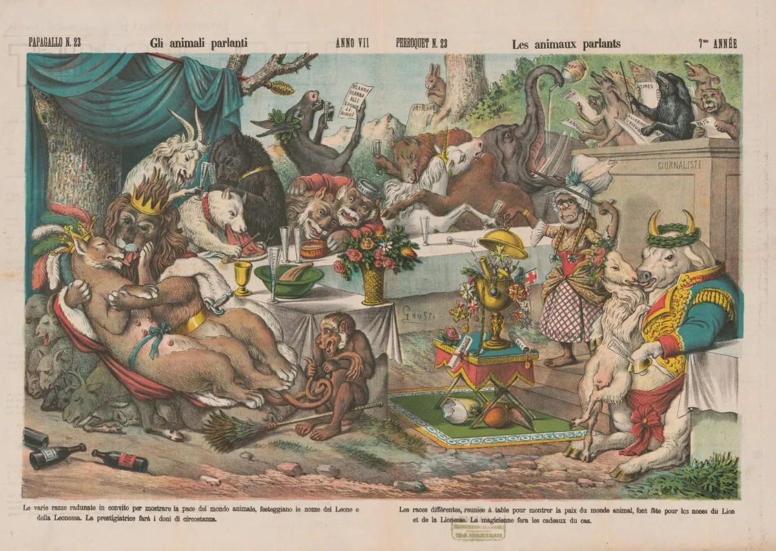 Gli Animali Parlanti Les Animaux Parlants Wall Art by Augusto Grossi - High-Resolution Digital Print