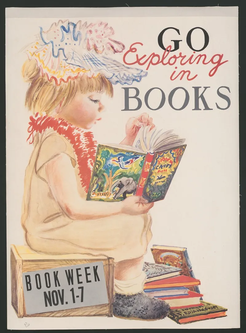Go Exploring In Books Book Week Nov 1 7 Wall Art by Feodor Rojankovsky - High-Resolution Digital Print