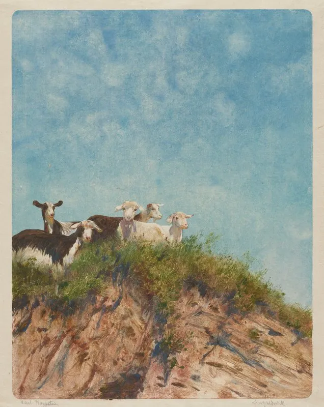 Goats On A Hill Wall Art by Carl Friedrich Kappstein - High-Resolution Digital Print