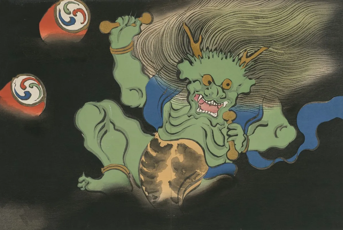 God Of Thunder Raijin Kaminari Wall Art by Kamisaka Sekka - High-Resolution Digital Print