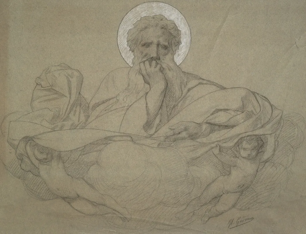 God The Father Supported By Angels Study For The Ceiling Panel Decorating The Railway Carriage Of Pope Pius Ix