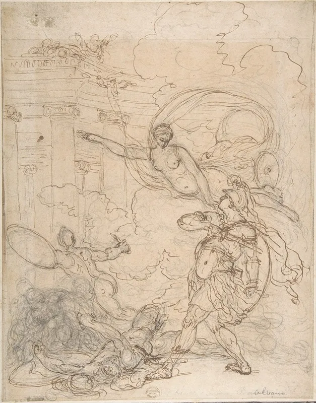 Goddess Inciting A Warrior Wall Art by Francesco Albani - High-Resolution Digital Print