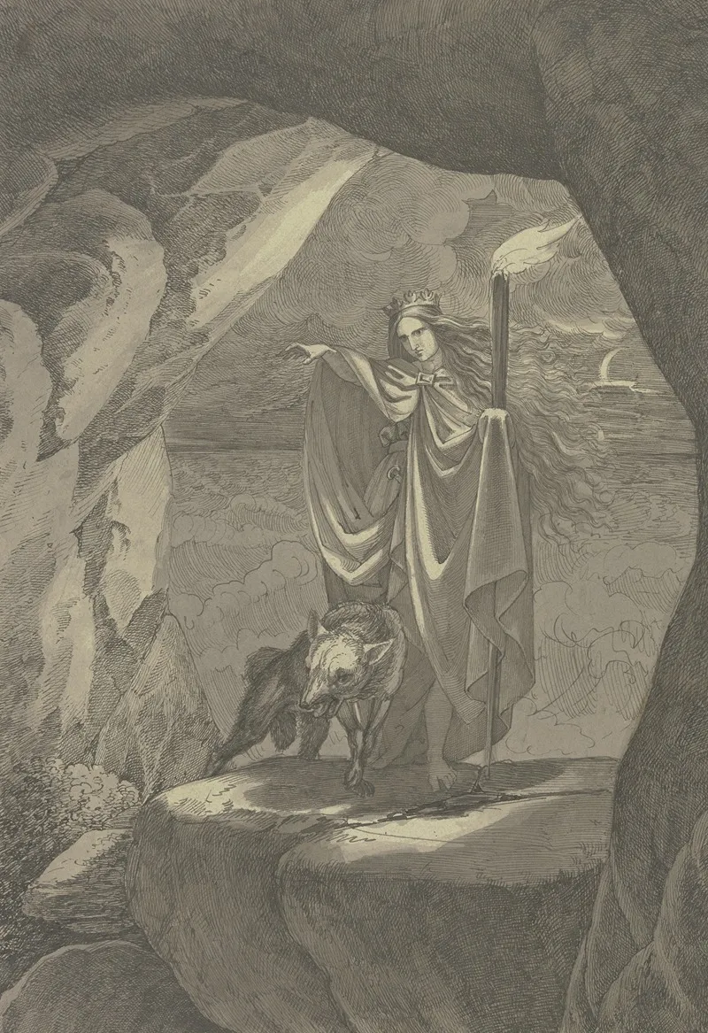 Goddess With Wolf