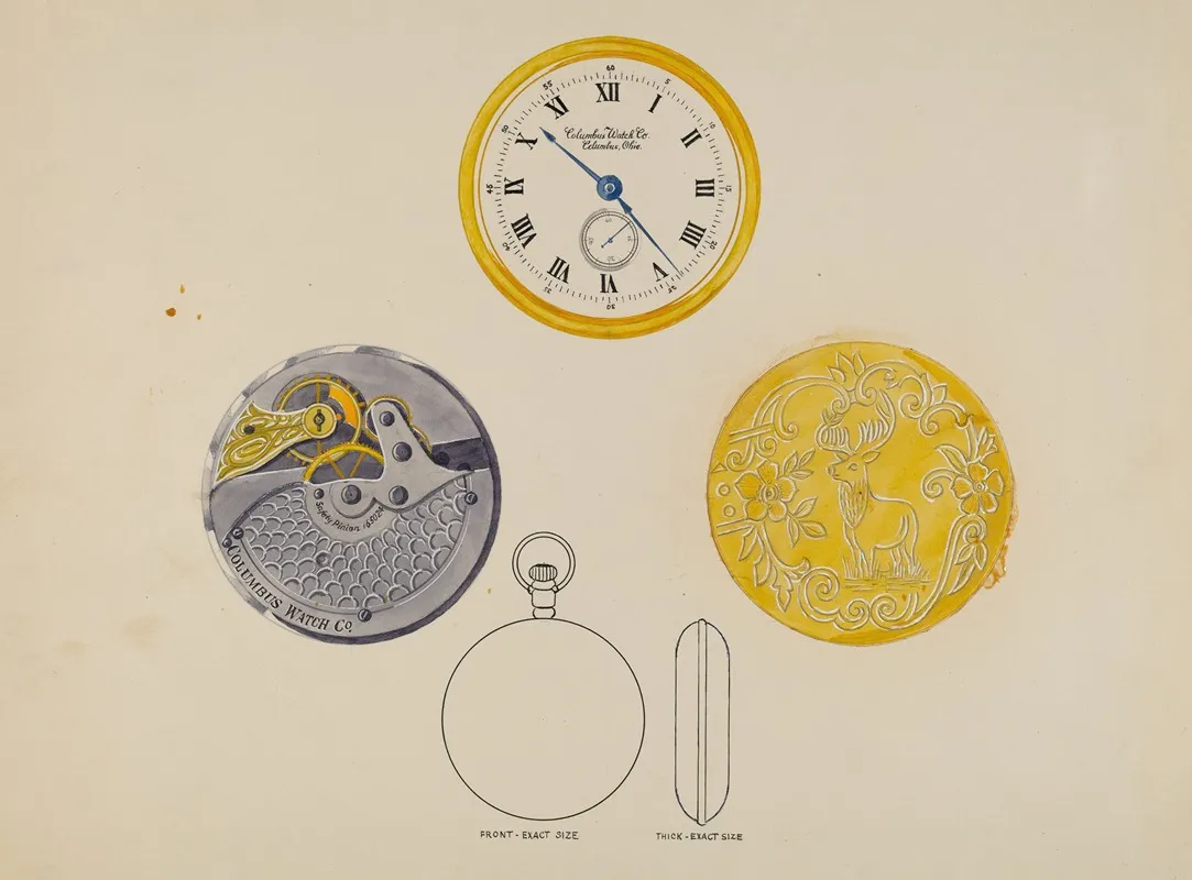 Gold Watch With Frame And Case