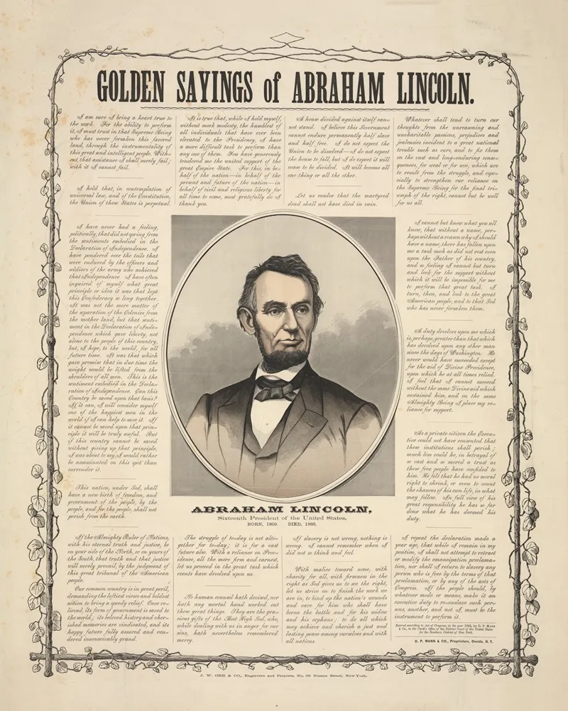 Golden Sayings Of Abraham Lincoln Wall Art by J.W. Orr & Co - High-Resolution Digital Print