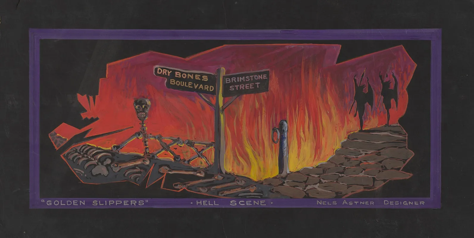 Golden Slippers Hell Scene Wall Art by Nels Astner - High-Resolution Digital Print