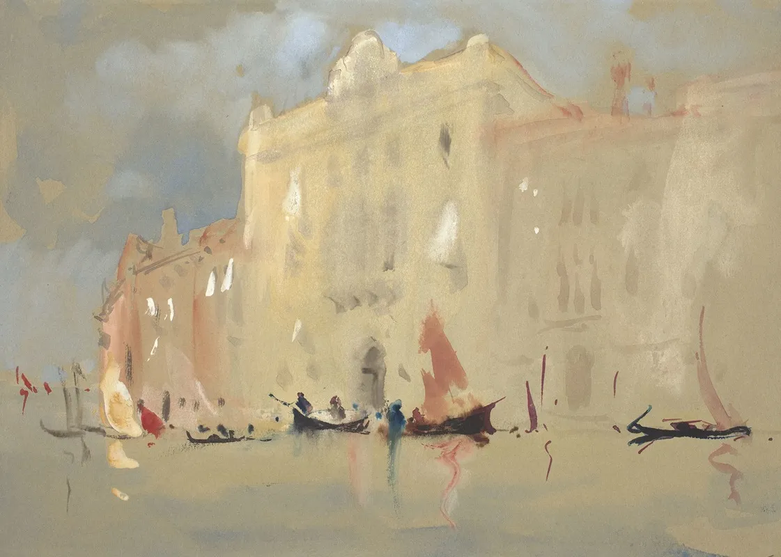Gondolas Before A Palace On The Grand Canal In Venice Wall Art by Hercules Brabazon Brabazon - High-Resolution Digital Print