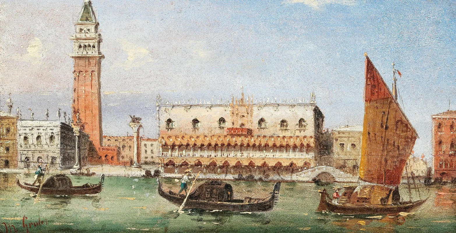 Gondolas Infront Of The Ca Doro Wall Art by Marco Grubas - High-Resolution Digital Print