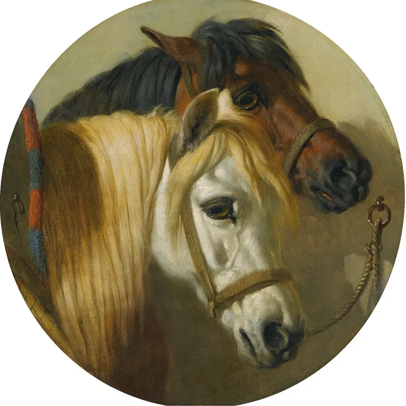 Good Friends A Study Of Two Horses In A Stable Wall Art by John Frederick Herring Snr. - High-Resolution Digital Print