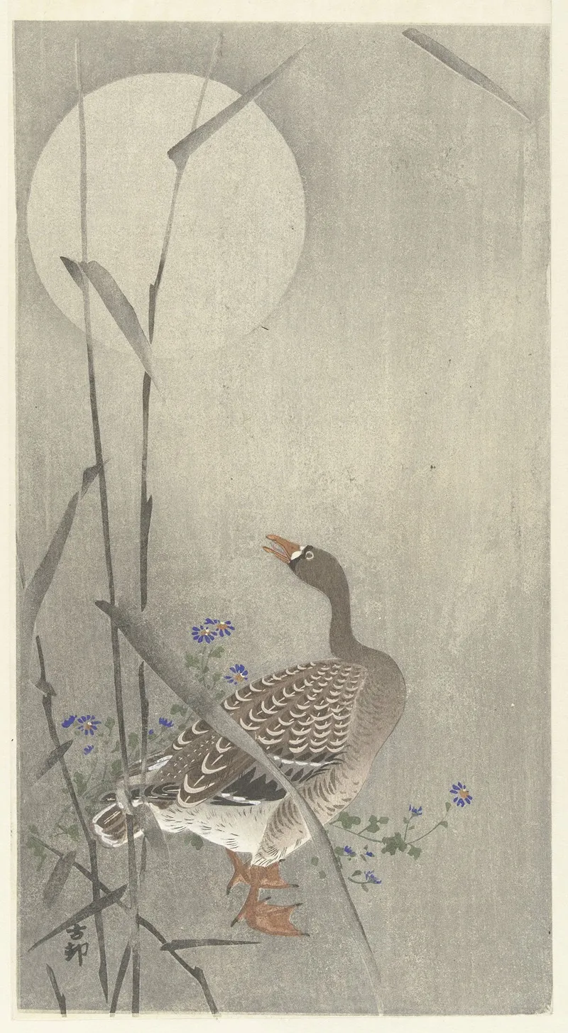 Goose At Full Moon 2 Wall Art by Ohara Koson - High-Resolution Digital Print