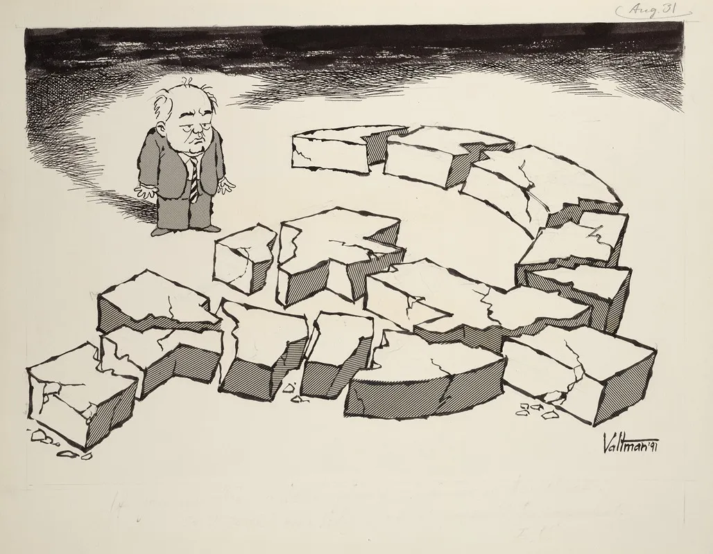 Gorbachev Beholds A Shattered Hammer And Sickle