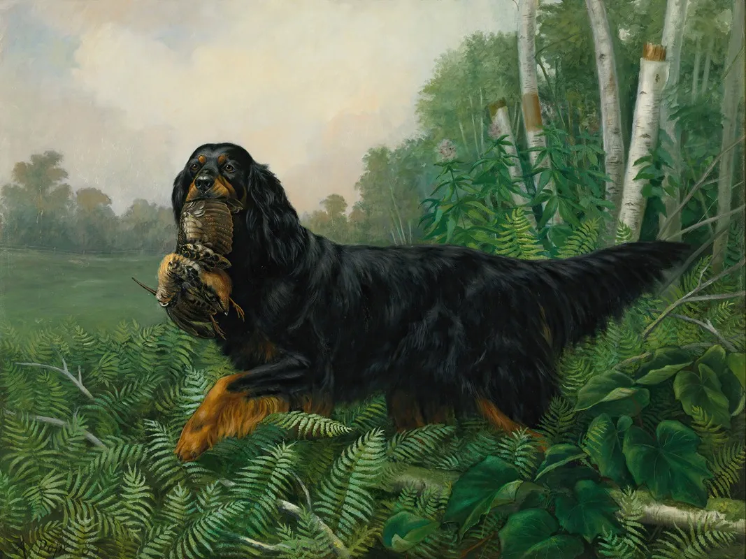 Gordon Setter In A Landscape Wall Art by Alexander Pope Jr. - High-Resolution Digital Print