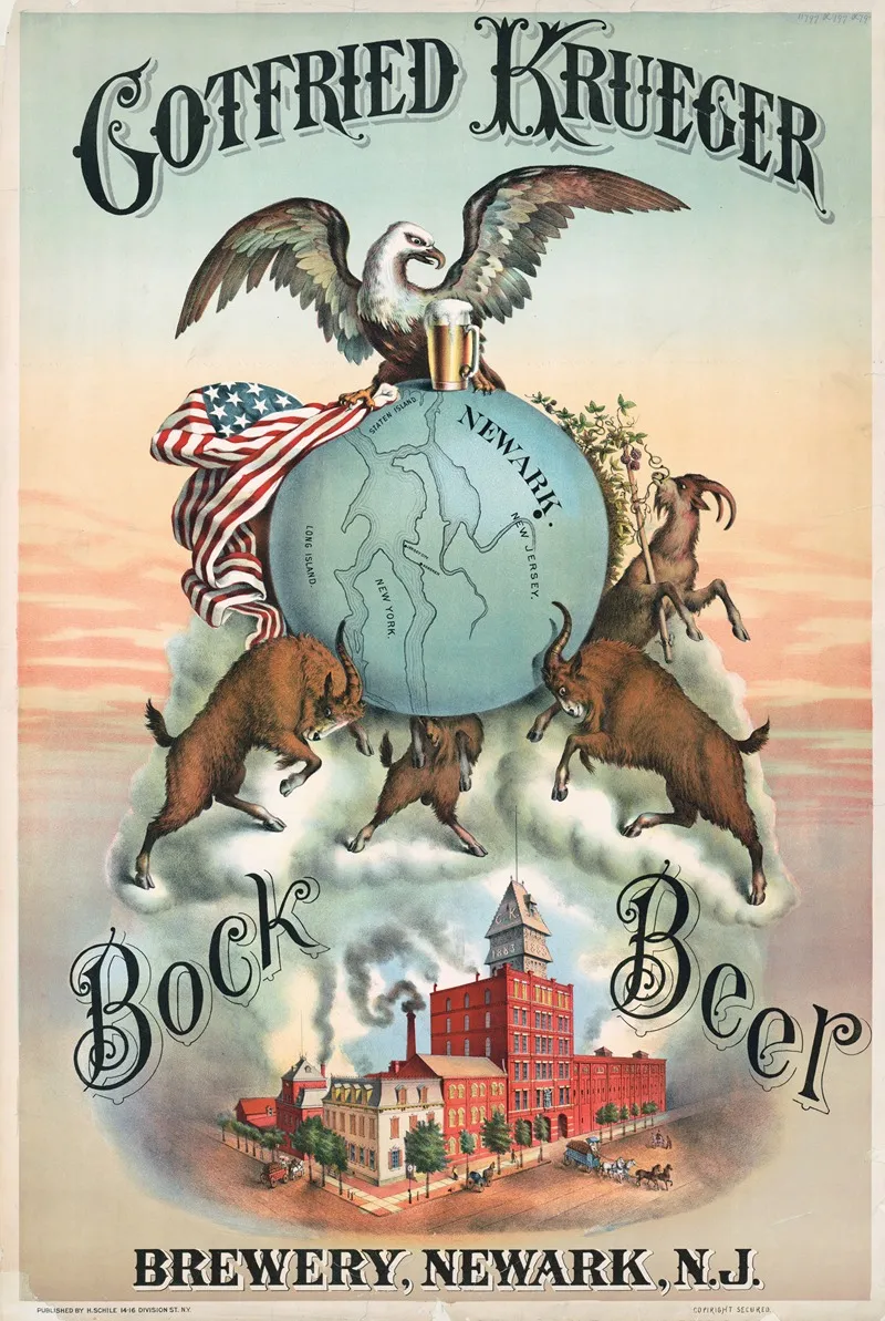 Gotfried Kruger Brewery Newark N J Bock Beer Wall Art by Henry Jerome Schile - High-Resolution Digital Print