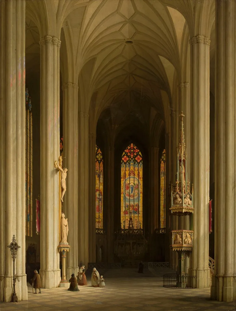 Gothic Church Interior Wall Art by Max Emanuel Ainmiller - High-Resolution Digital Print