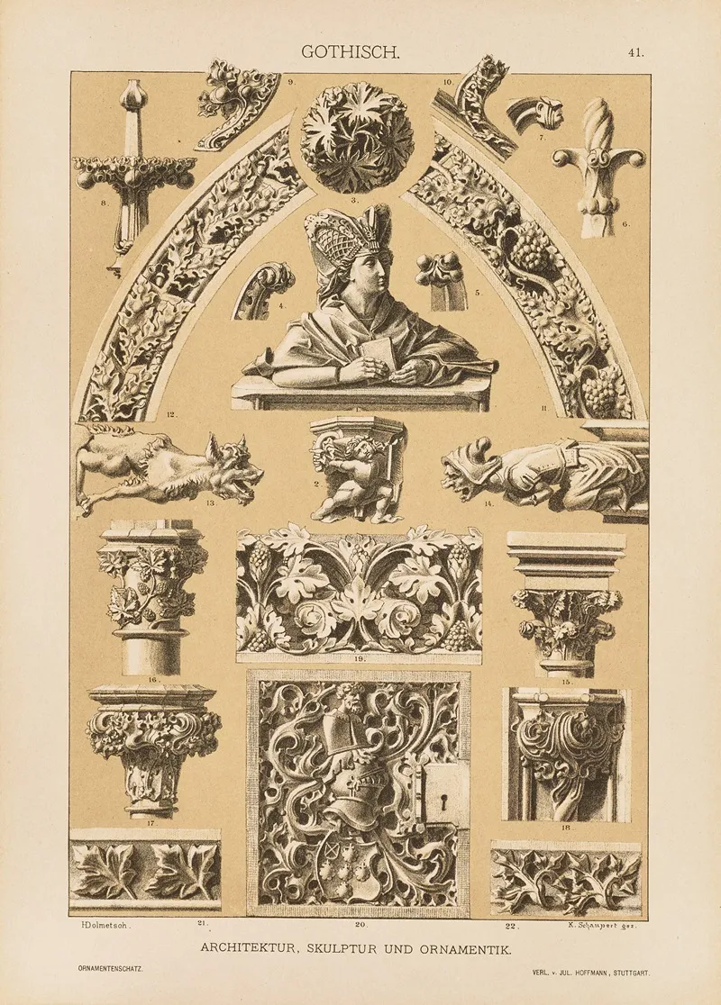 Gotisch Architektur Skulptur Und Ornamentik Wall Art by Heinrich Dolmetsch - High-Resolution Digital Print