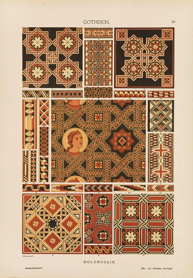 Gotisch Holzmosaik Wall Art by Heinrich Dolmetsch - High-Resolution Digital Print