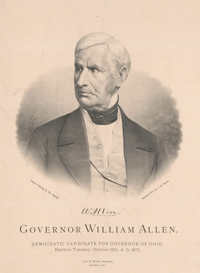 Governor William Allen Democratic Candidate For Governor Of Ohio Wall Art by Jacob Henry Studer - High-Resolution Digital Print