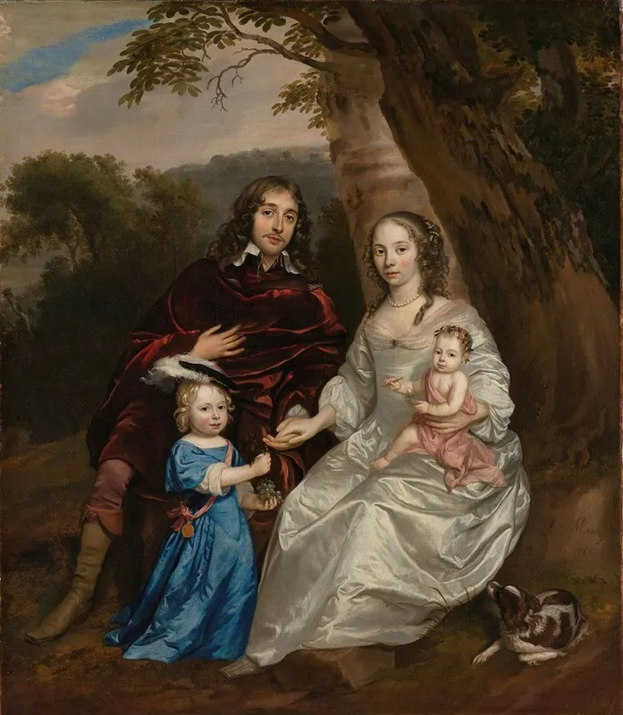 Govert Van Slingelandt 1623 90 Lord Of Dubbeldam With His First Wife Christina Van Beveren And Their Two Sons Wall Art by Jan Mijtens - High-Resolution Digital Print