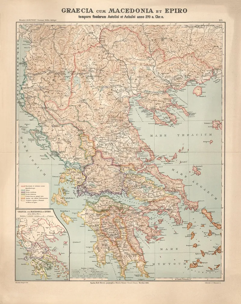 Graecia Cum Macedonia Et Epiro Tempore Foederum Aetolici Et Achai Ci Anno 270 A Chr N