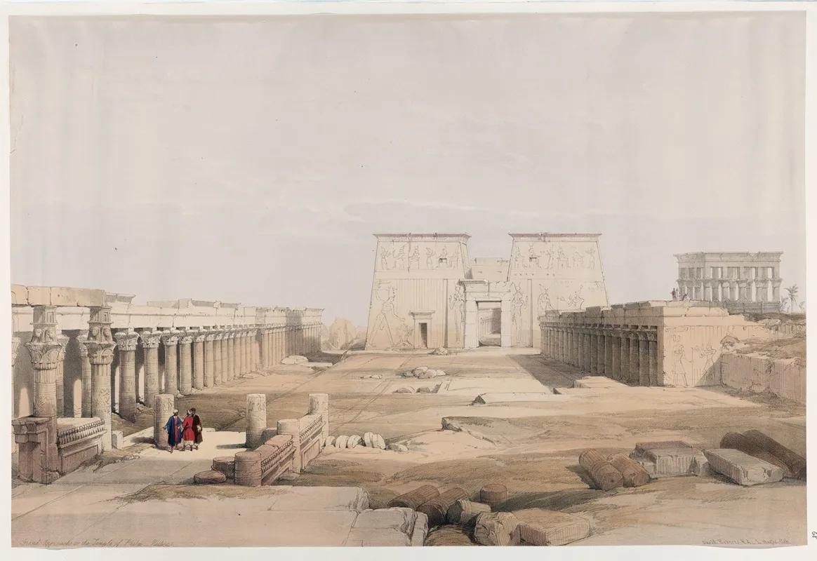 Grand Approach To The Temple Of Philae Nubia Wall Art by David Roberts - High-Resolution Digital Print