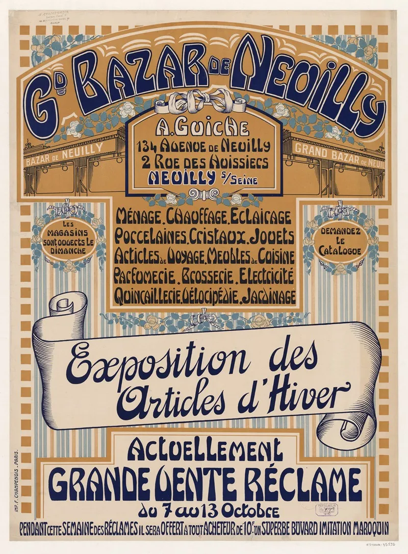 Grand Bazar De Neuilly A Guiche 2 Wall Art by Imp. F. Champenois - High-Resolution Digital Print