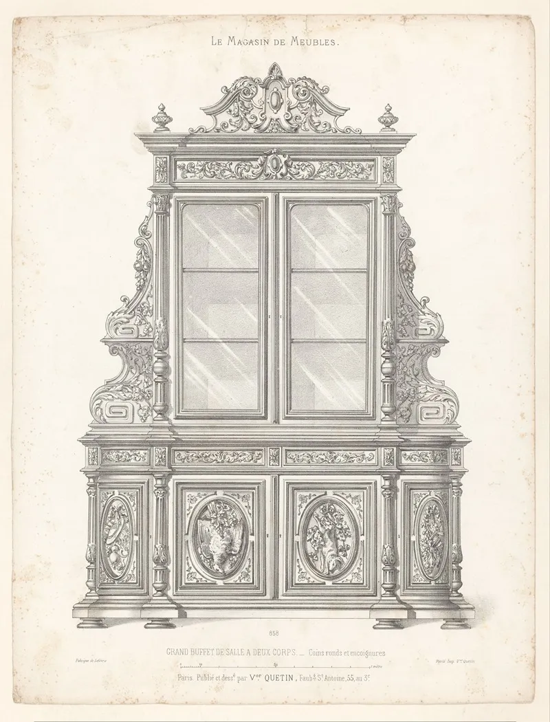 Grand Buffet De Salle A Deux Corps Coins Ronds Et Encoignures Wall Art by Victor Léon Michel Quétin - High-Resolution Digital Print