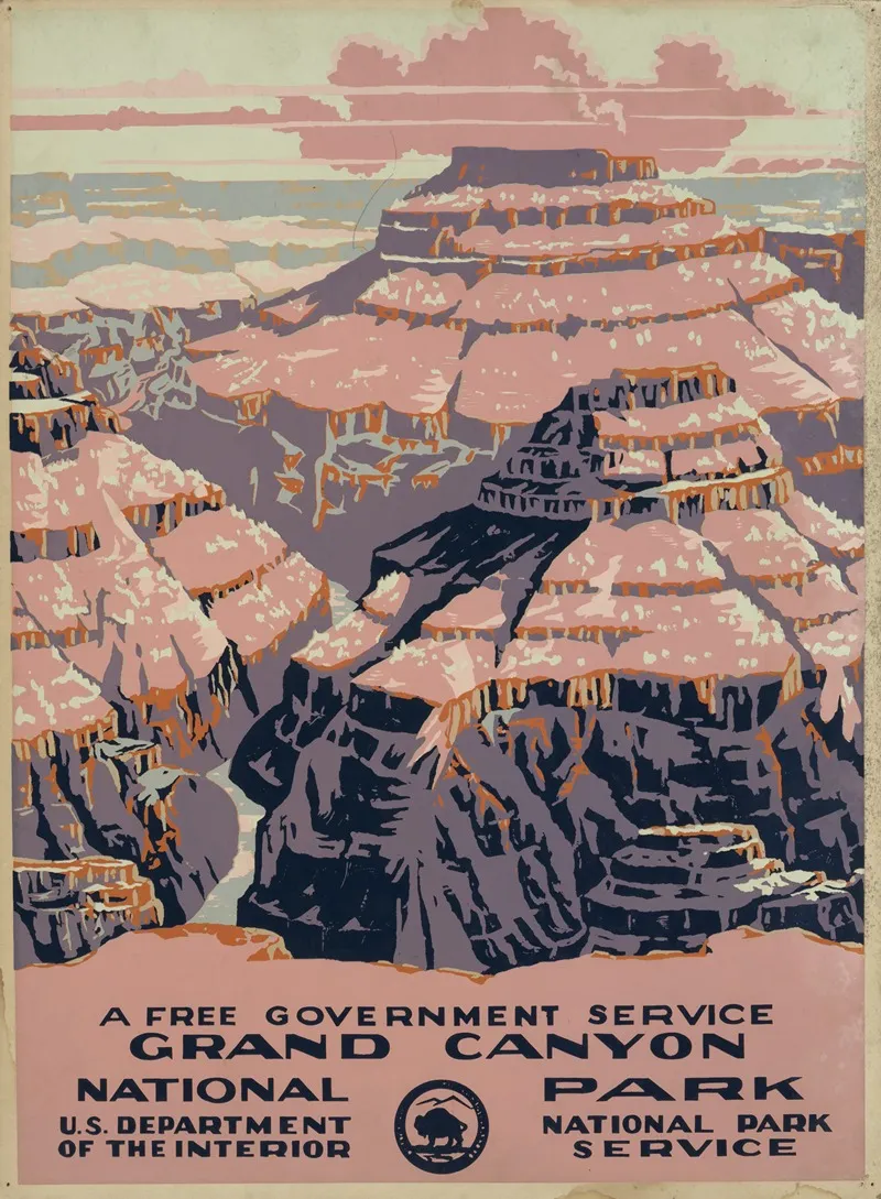 Grand Canyon National Park A Free Government Service 2 Wall Art by Chester Don Powell - High-Resolution Digital Print