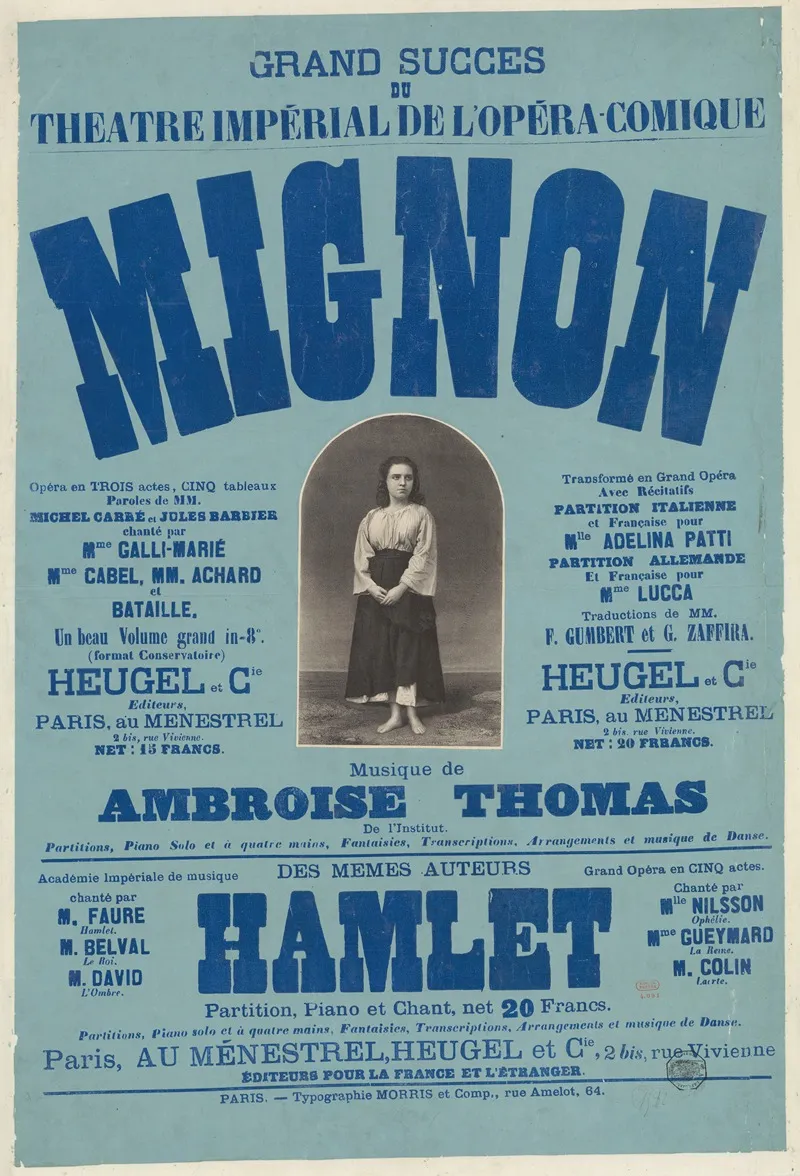 Grand Succes Du Theatre Imperial De Lopera Comique Mignon Opera En Trois Actes Wall Art by Anonymous - High-Resolution Digital Print