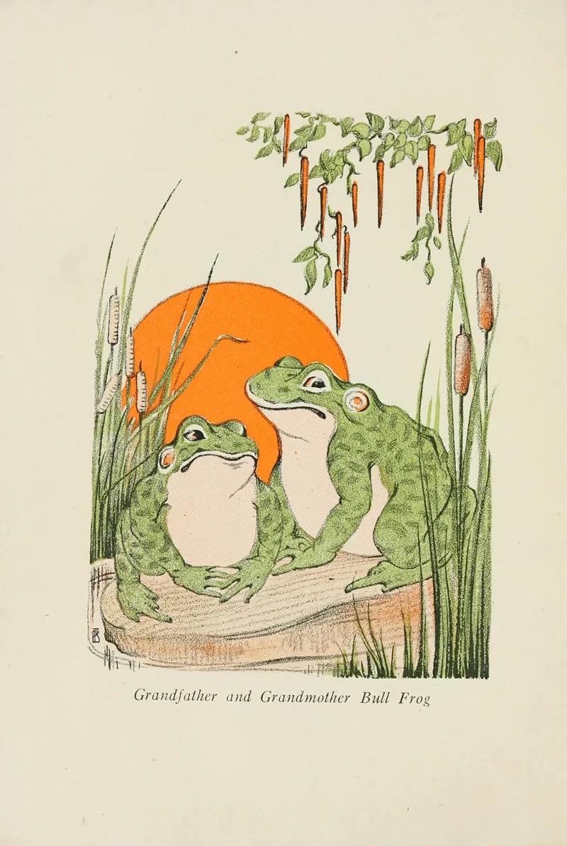 Grandfather And Grandmother Bull Frog Wall Art by Elizabeth Stafford Fry - High-Resolution Digital Print