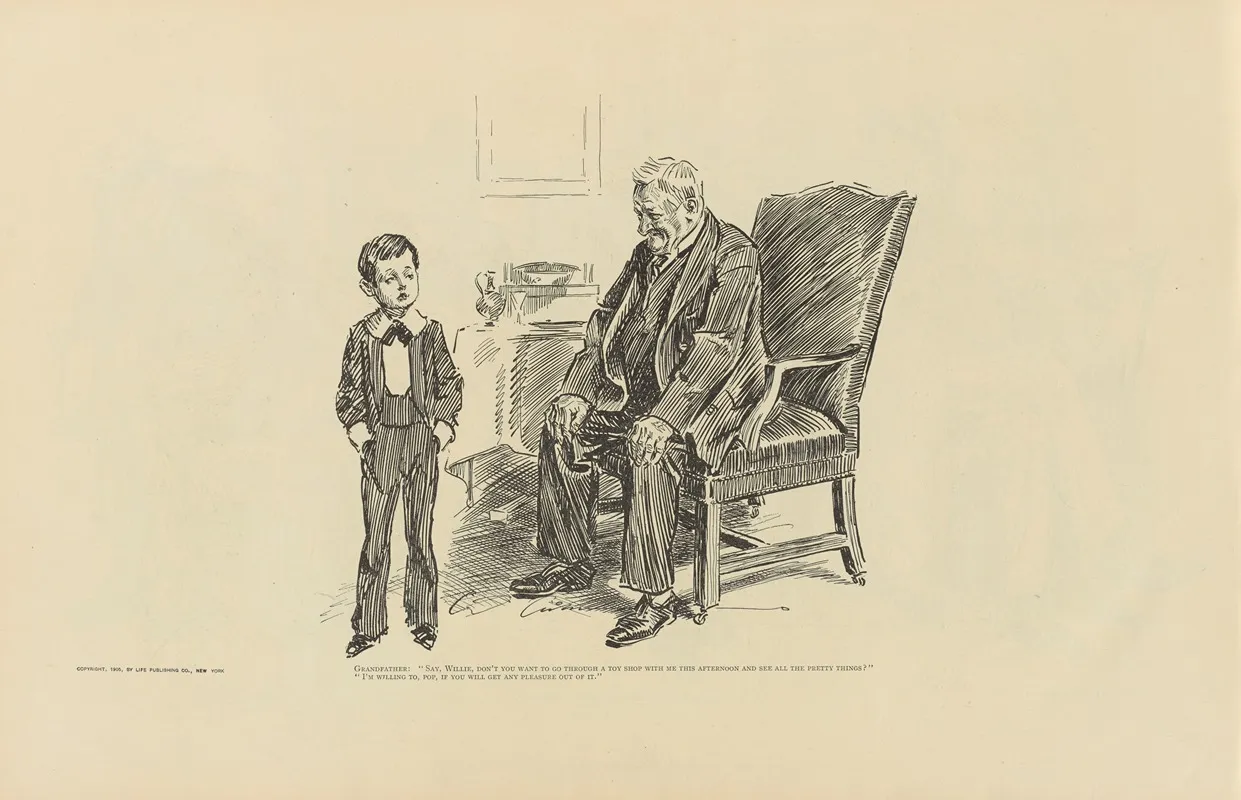 Grandfather Say Willie Dont You Want To Go Through A Toy Shop With Me This Afternoon Wall Art by Charles Dana Gibson - High-Resolution Digital Print