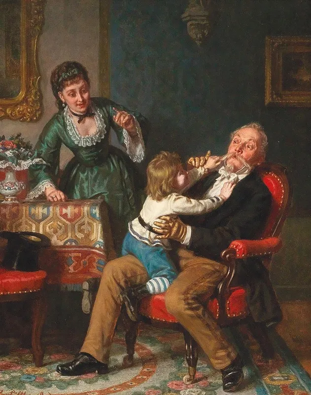 Grandfathers Visit Wall Art by Leopold Loeffler - High-Resolution Digital Print