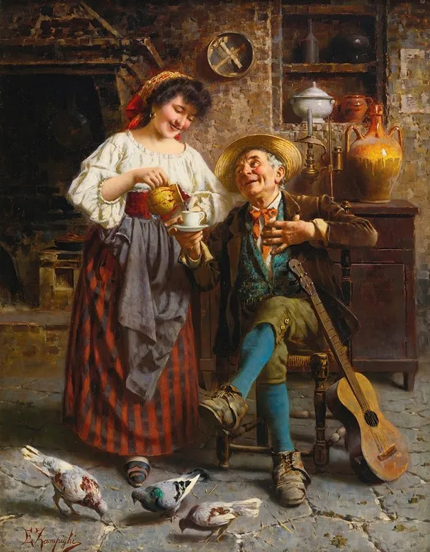 Grandpas Coffee Wall Art by Eugenio Zampighi - High-Resolution Digital Print