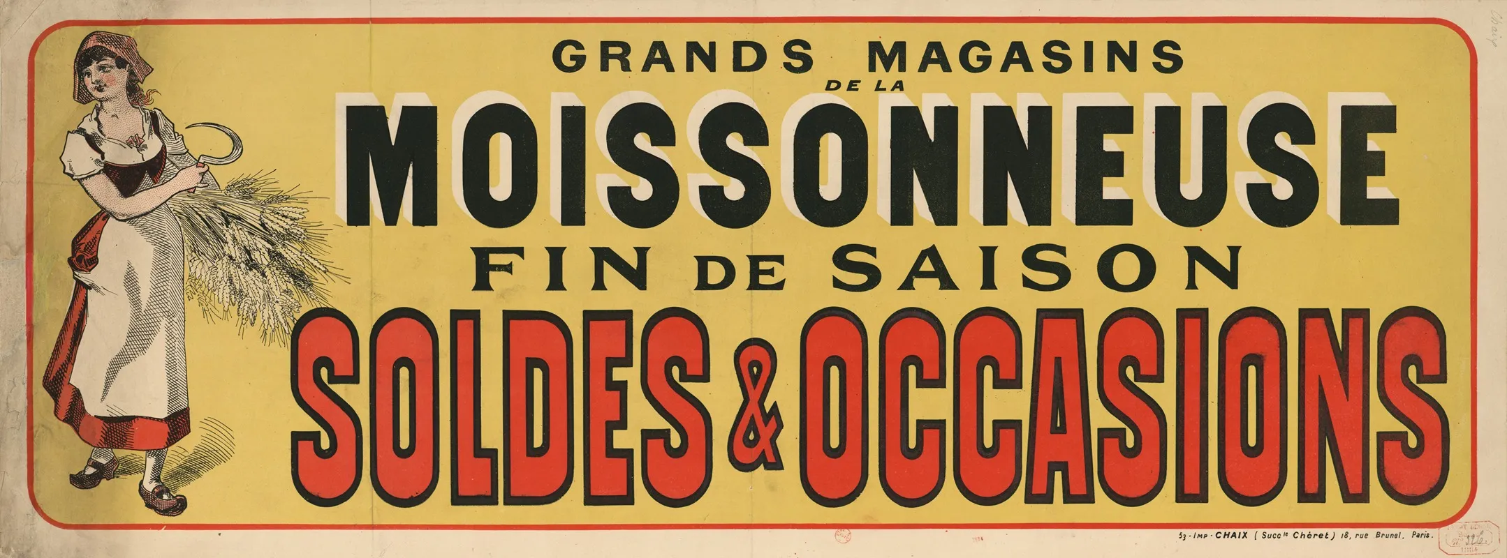 Grands Magasins De La Moissonneuse Fin De Saison Soldes Occasions Wall Art by Imp. Chaix - High-Resolution Digital Print