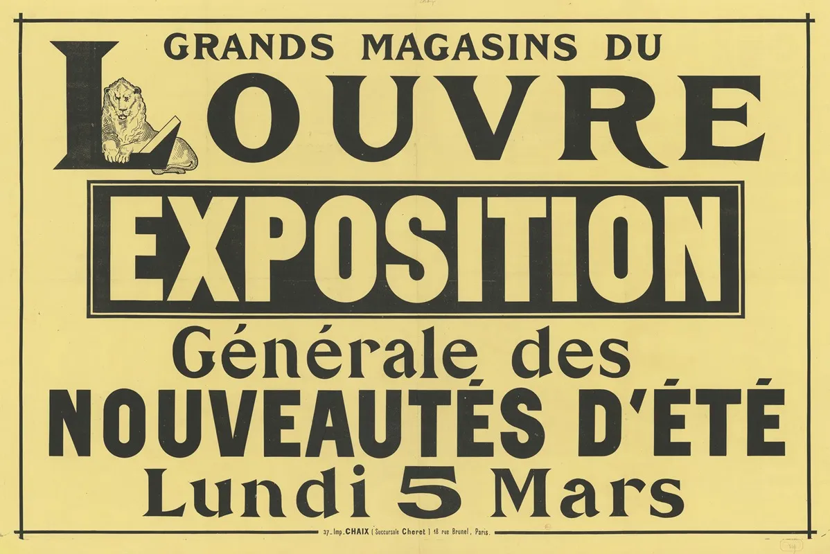 Grands Magasins Du Louvre Exposition Generale Des Nouveautes Dete 2 Wall Art by Imp. Chaix - High-Resolution Digital Print