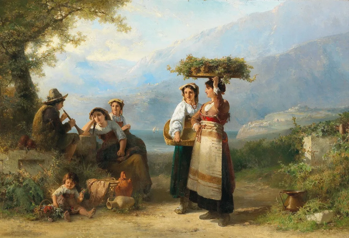 Grape Harvest In Tessin Wall Art by Karel Frans Philippeau - High-Resolution Digital Print