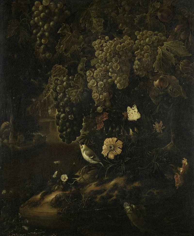 Grapes Flowers And Animals Wall Art by Isac Vromans - High-Resolution Digital Print