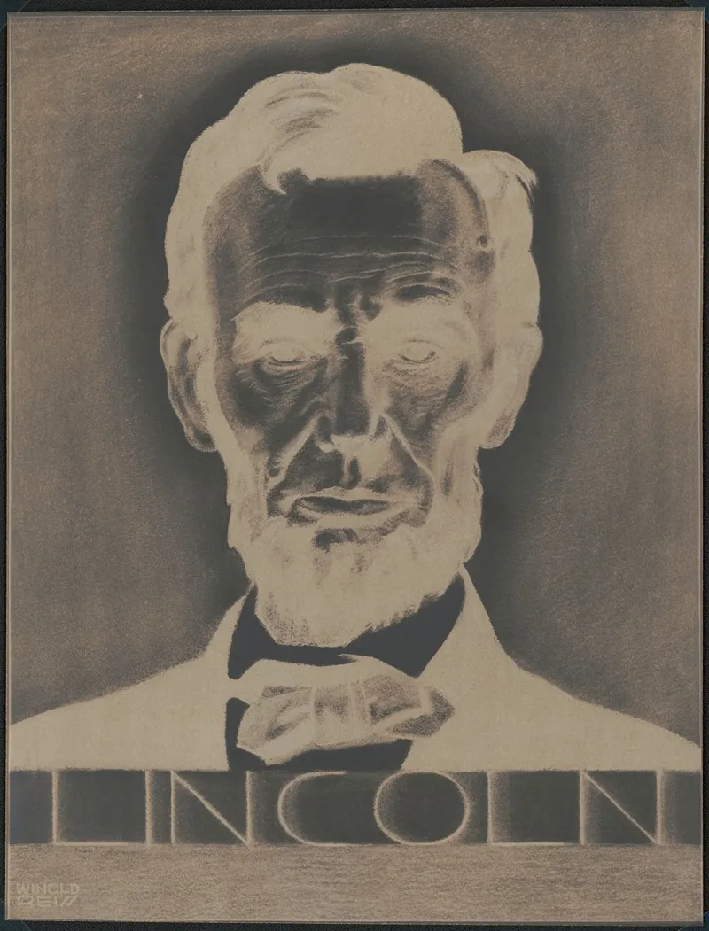 Graphic Designs For The Presidents Room Of The Knickerbocker Longchamps Restaurant 41st Street And 1450 Broadway New York Ny Portrait Of Lincoln Wall Art by Winold Reiss - High-Resolution Digital Print