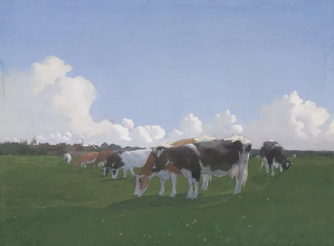 Grazende Koeien In Een Weiland Wall Art by Jan Voerman - High-Resolution Digital Print